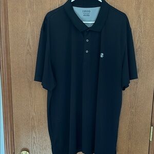 Izod Men's Black Short-Sleeve Polo with Embroidered Logo